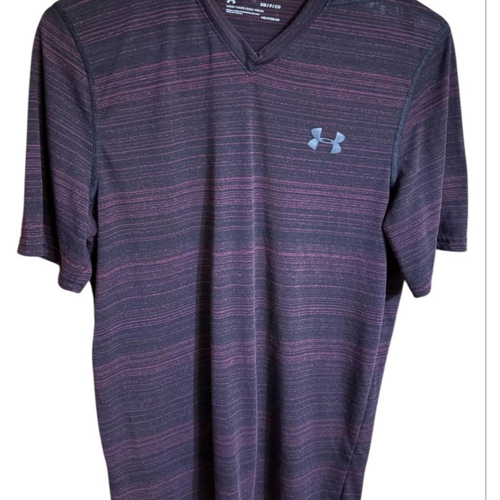 Under Armour Threadborne HeatGear Tee – Men's S – Maroon/Purple Stripe - Picture 1 of 3